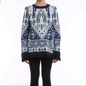 Tory Burch, blue tapestry style sweater
